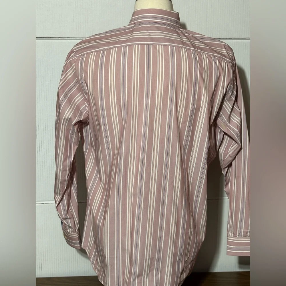 Banana Republic button up shirt size XL 17/17 1/2 pink white & blue 31” L